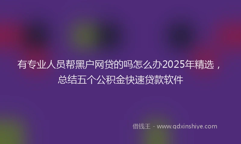 有专业人员帮黑户网贷的吗怎么办2025年精选，总结五个公积金快速贷款软件