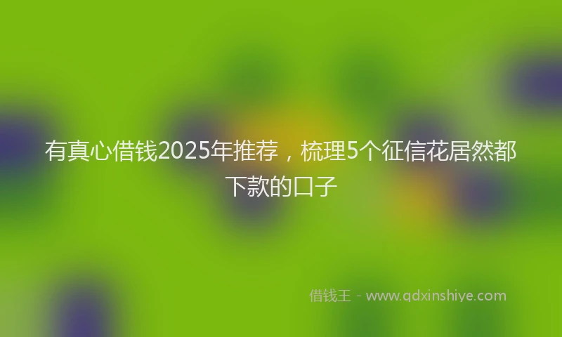 有真心借钱2025年推荐，梳理5个征信花居然都下款的口子