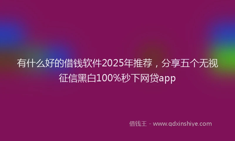 有什么好的借钱软件2025年推荐，分享五个无视征信黑白100%秒下网贷app