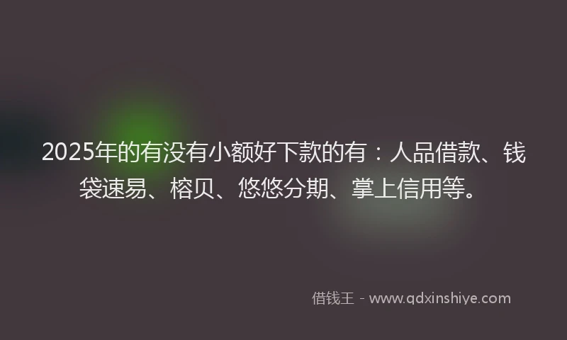 2025年的有没有小额好下款的有：人品借款、钱袋速易、榕贝、悠悠分期、掌上信用等。