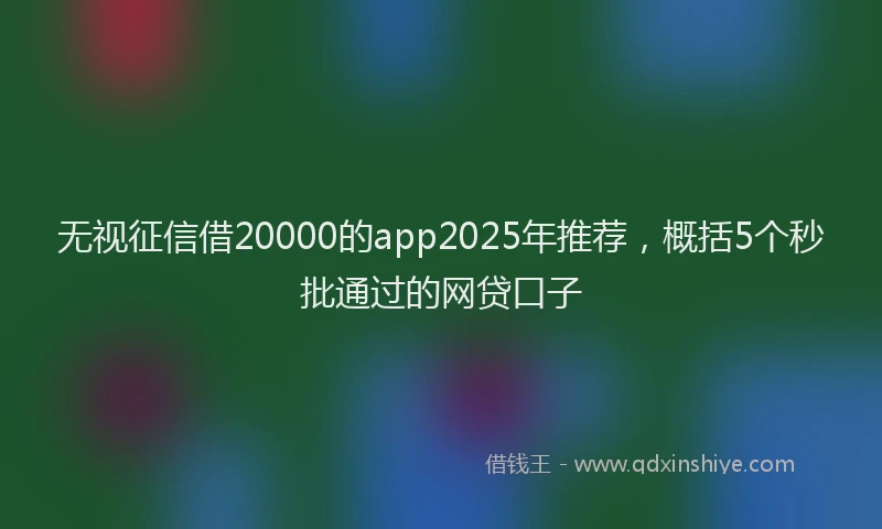 无视征信借20000的app2025年推荐，概括5个秒批通过的网贷口子