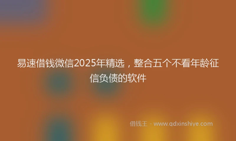 易速借钱微信2025年精选，整合五个不看年龄征信负债的软件
