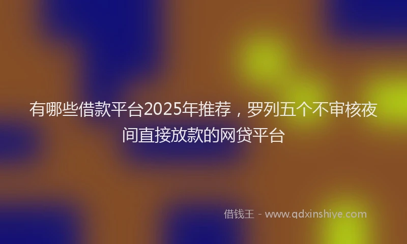 有哪些借款平台2025年推荐，罗列五个不审核夜间直接放款的网贷平台