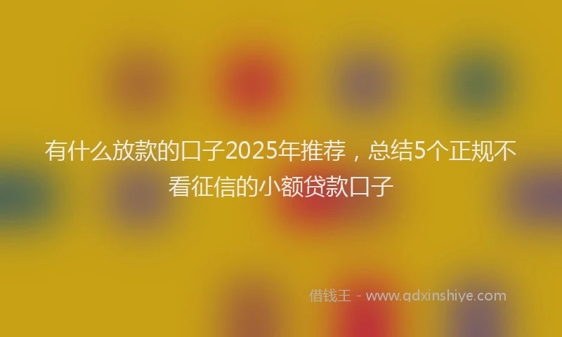 有什么放款的口子2025年推荐，总结5个正规不看征信的小额贷款口子