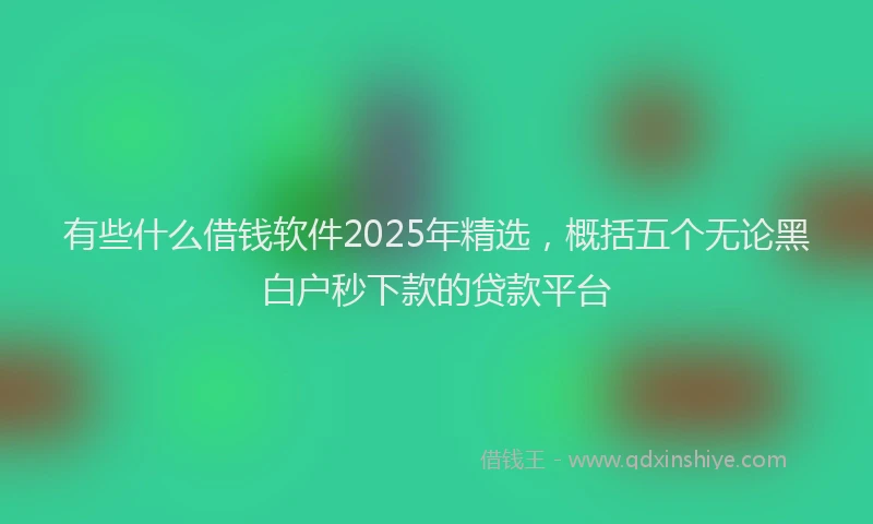 有些什么借钱软件2025年精选，概括五个无论黑白户秒下款的贷款平台