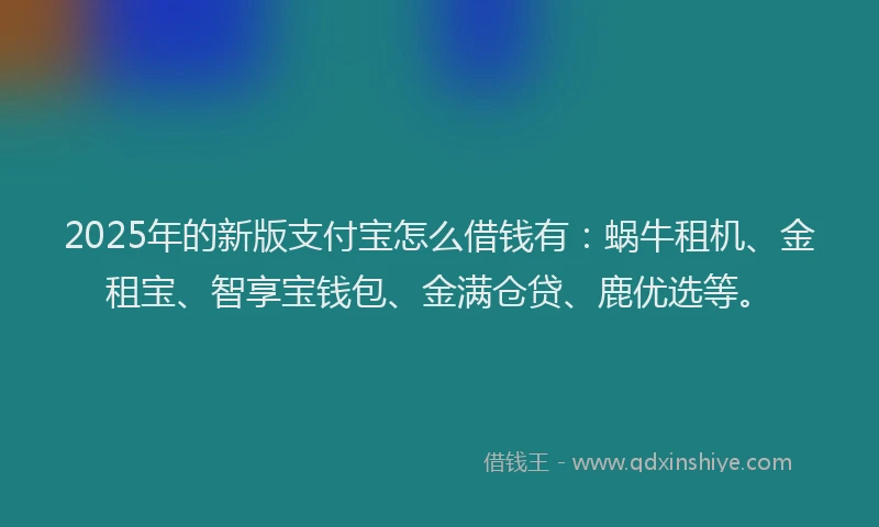 2025年的新版支付宝怎么借钱有：蜗牛租机、金租宝、智享宝钱包、金满仓贷、鹿优选等。