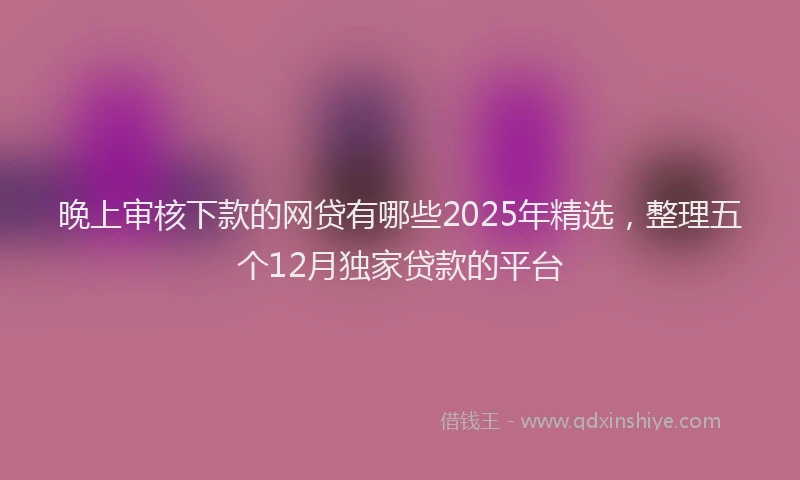 晚上审核下款的网贷有哪些2025年精选，整理五个12月独家贷款的平台