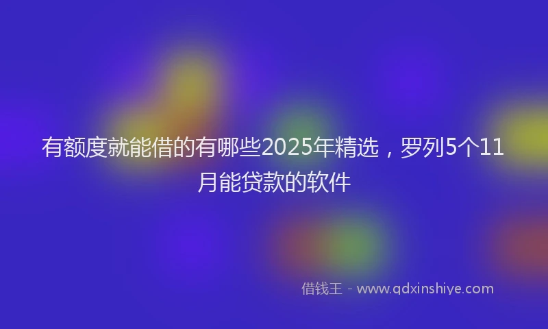 有额度就能借的有哪些2025年精选，罗列5个11月能贷款的软件