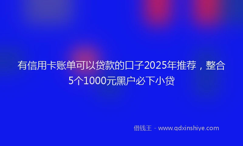 有信用卡账单可以贷款的口子2025年推荐，整合5个1000元黑户必下小贷