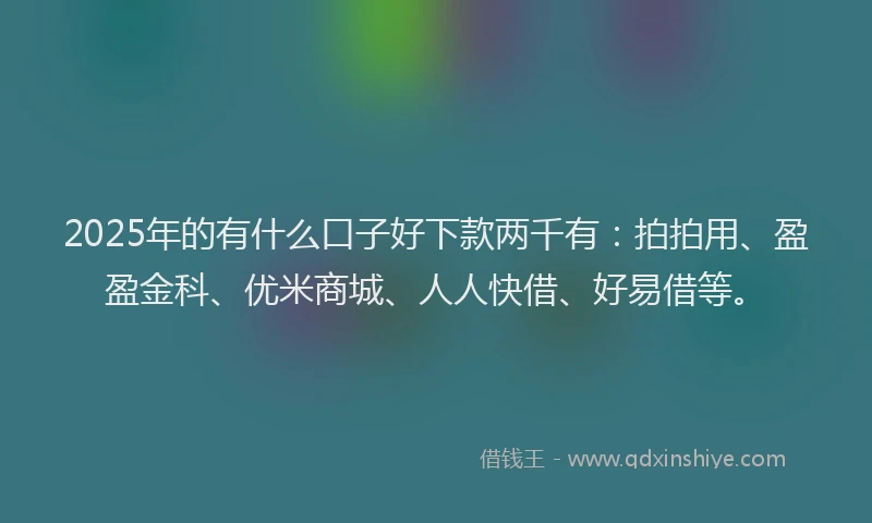2025年的有什么口子好下款两千有：拍拍用、盈盈金科、优米商城、人人快借、好易借等。