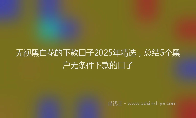 无视黑白花的下款口子2025年精选，总结5个黑户无条件下款的口子