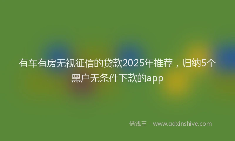 有车有房无视征信的贷款2025年推荐，归纳5个黑户无条件下款的app