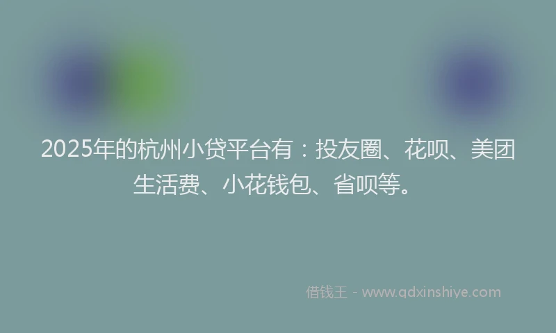 2025年的杭州小贷平台有：投友圈、花呗、美团生活费、小花钱包、省呗等。