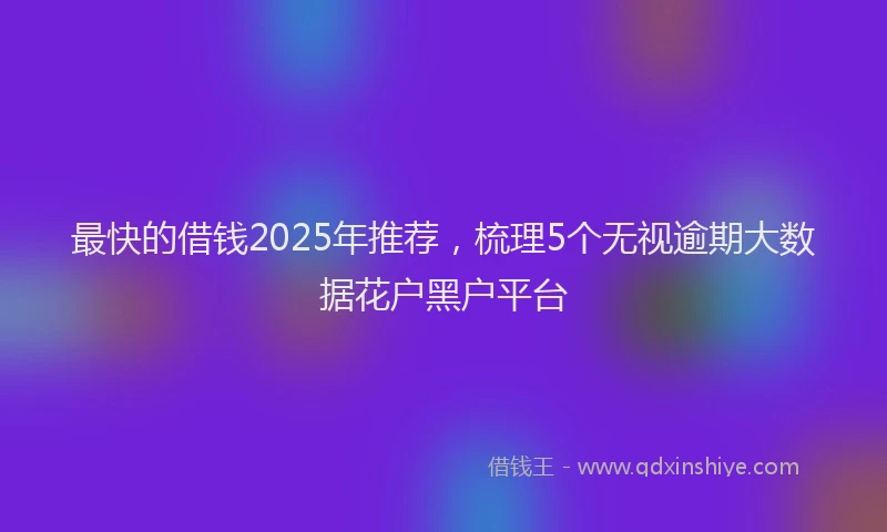 最快的借钱2025年推荐，梳理5个无视逾期大数据花户黑户平台