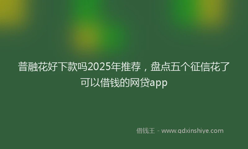 普融花好下款吗2025年推荐，盘点五个征信花了可以借钱的网贷app