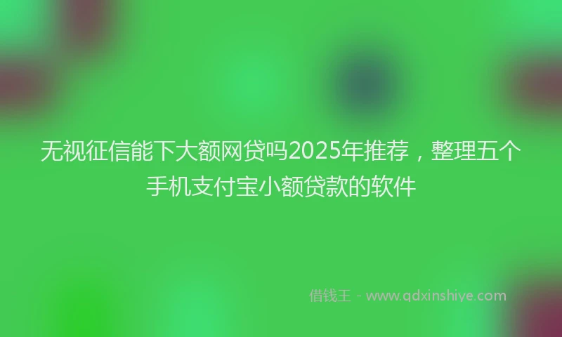 无视征信能下大额网贷吗2025年推荐，整理五个手机支付宝小额贷款的软件