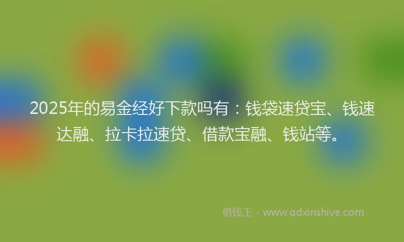 2025年的易金经好下款吗有：钱袋速贷宝、钱速达融、拉卡拉速贷、借款宝融、钱站等。