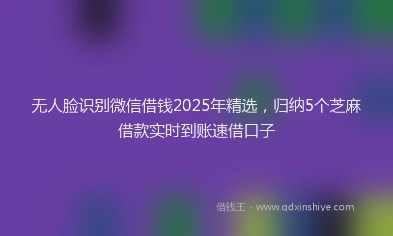无人脸识别微信借钱2025年精选，归纳5个芝麻借款实时到账速借口子