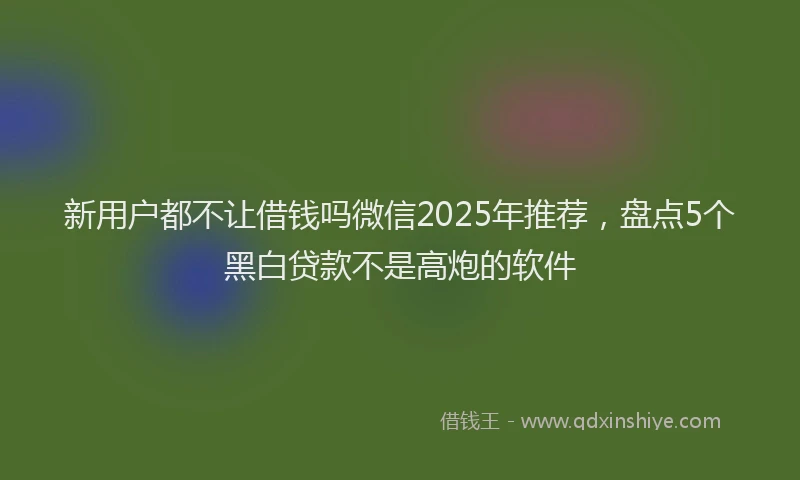 新用户都不让借钱吗微信2025年推荐，盘点5个黑白贷款不是高炮的软件