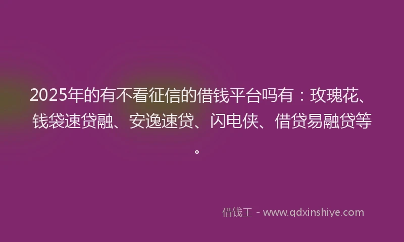 2025年的有不看征信的借钱平台吗有：玫瑰花、钱袋速贷融、安逸速贷、闪电侠、借贷易融贷等。