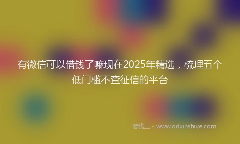 有微信可以借钱了嘛现在2025年精选，梳理五个低门槛不查征信的平台