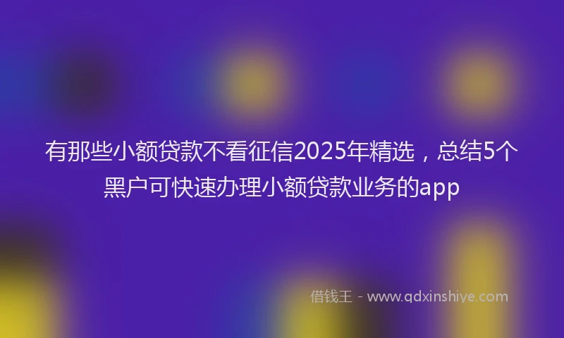 有那些小额贷款不看征信2025年精选，总结5个黑户可快速办理小额贷款业务的app