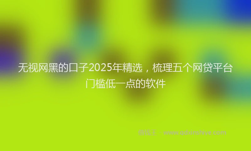 无视网黑的口子2025年精选，梳理五个网贷平台门槛低一点的软件