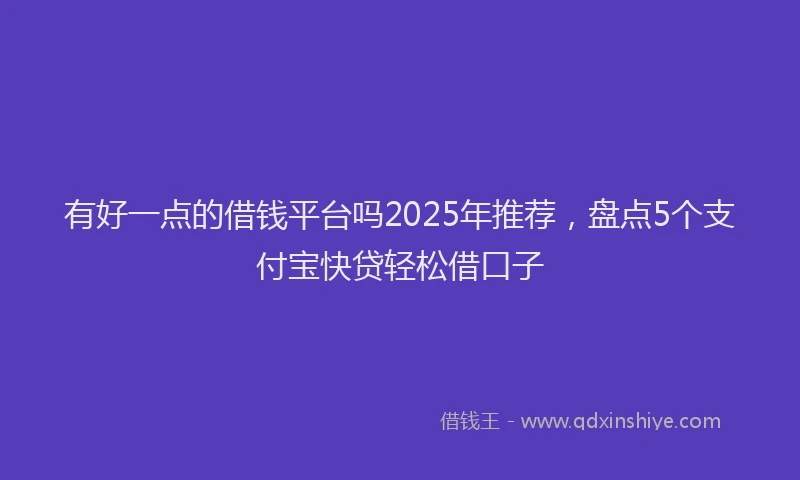 有好一点的借钱平台吗2025年推荐，盘点5个支付宝快贷轻松借口子