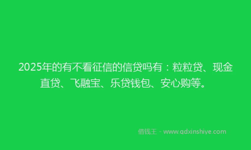 2025年的有不看征信的信贷吗有:粒粒贷、现金直贷、飞融宝、乐贷钱包、安心购等。