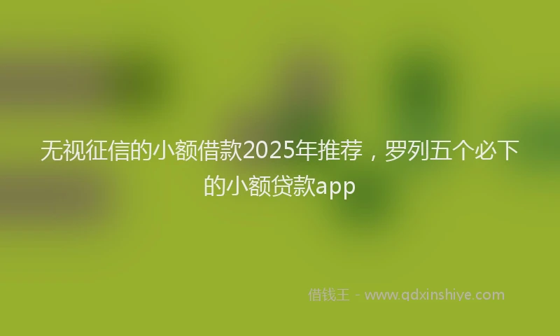 无视征信的小额借款2025年推荐，罗列五个必下的小额贷款app