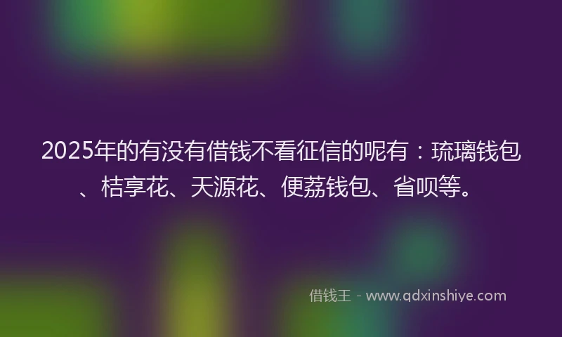 2025年的有没有借钱不看征信的呢有：琉璃钱包、桔享花、天源花、便荔钱包、省呗等。