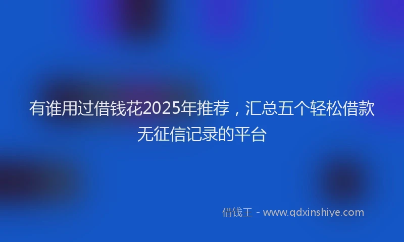 有谁用过借钱花2025年推荐，汇总五个轻松借款无征信记录的平台
