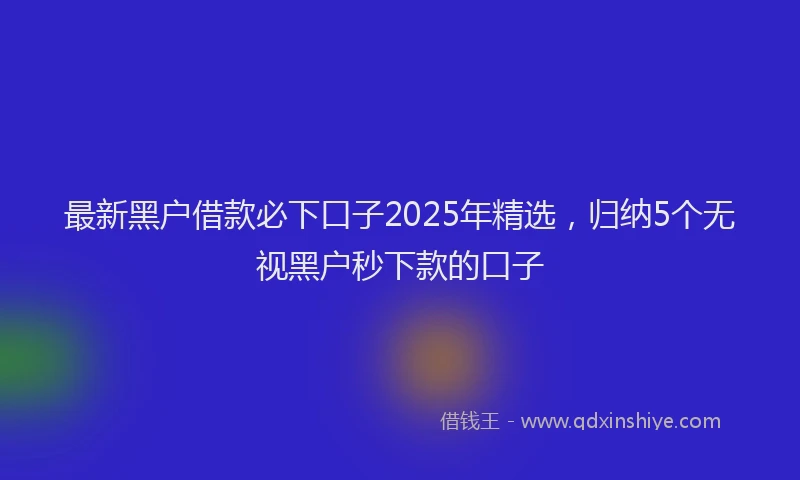 最新黑户借款必下口子2025年精选，归纳5个无视黑户秒下款的口子