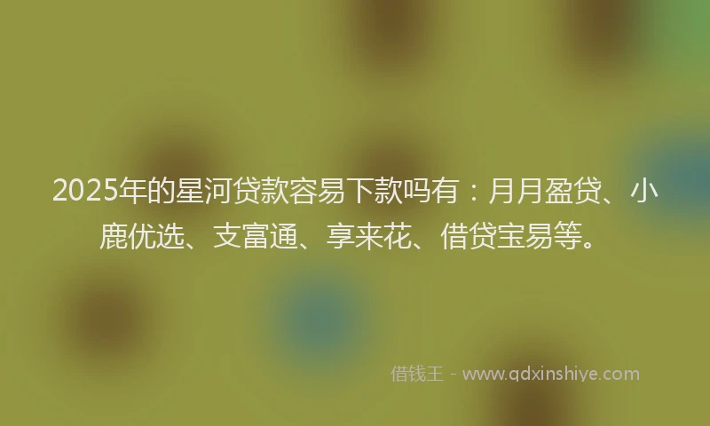2025年的星河贷款容易下款吗有：月月盈贷、小鹿优选、支富通、享来花、借贷宝易等。