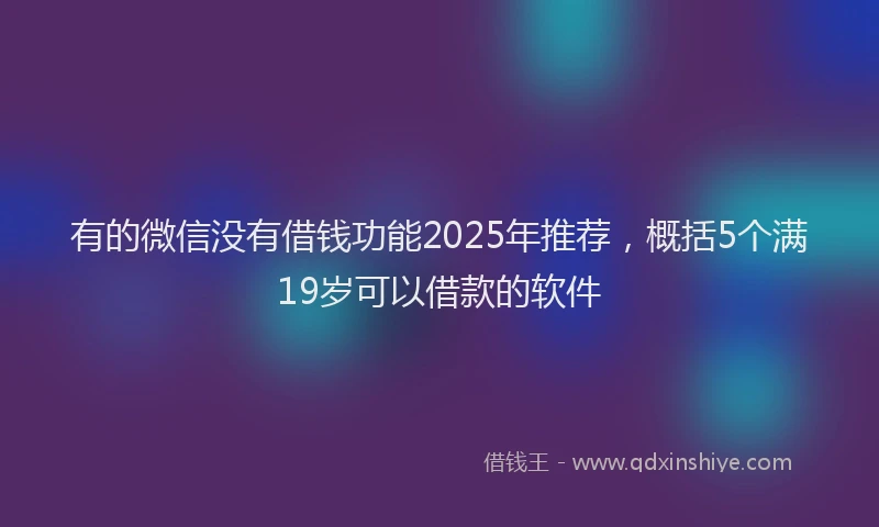 有的微信没有借钱功能2025年推荐，概括5个满19岁可以借款的软件