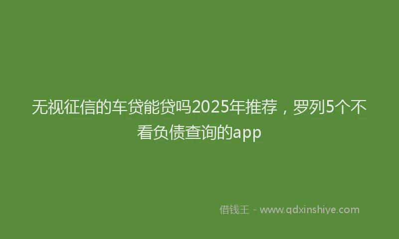 无视征信的车贷能贷吗2025年推荐，罗列5个不看负债查询的app