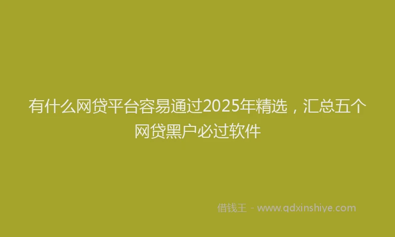 有什么网贷平台容易通过2025年精选，汇总五个网贷黑户必过软件