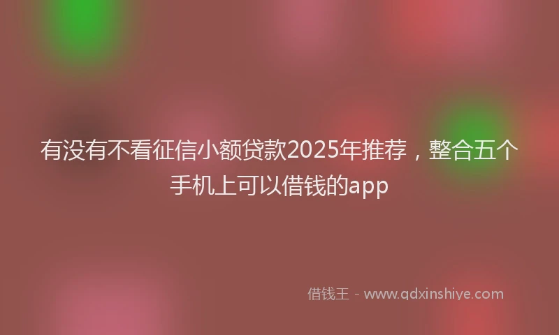 有没有不看征信小额贷款2025年推荐，整合五个手机上可以借钱的app