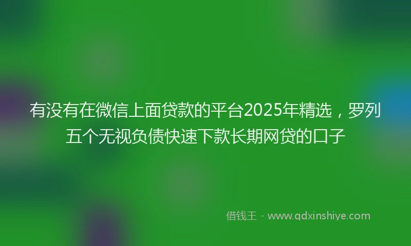 有没有在微信上面贷款的平台2025年精选，罗列五个无视负债快速下款长期网贷的口子