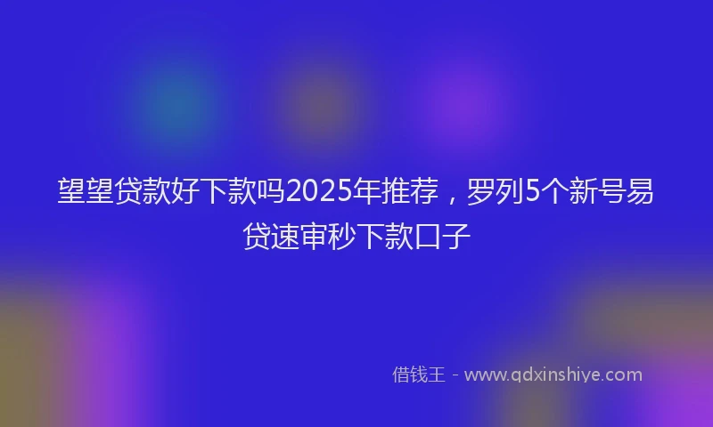 望望贷款好下款吗2025年推荐，罗列5个新号易贷速审秒下款口子