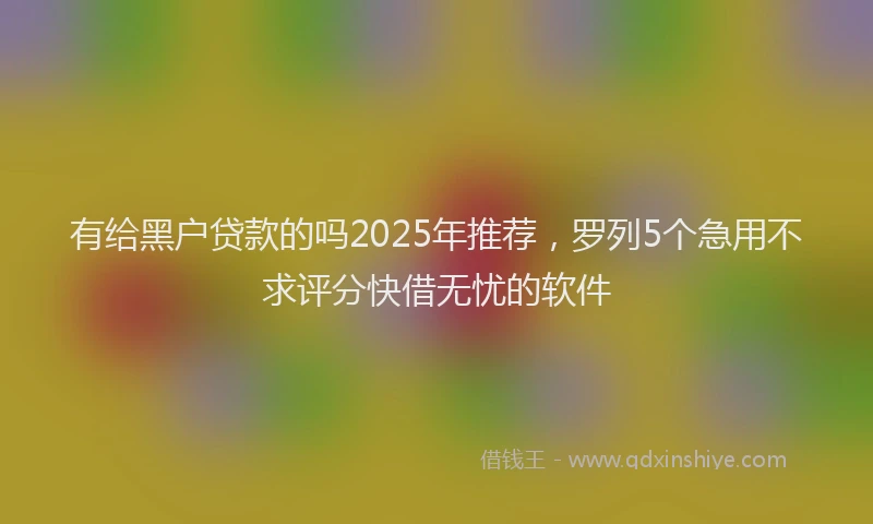有给黑户贷款的吗2025年推荐，罗列5个急用不求评分快借无忧的软件