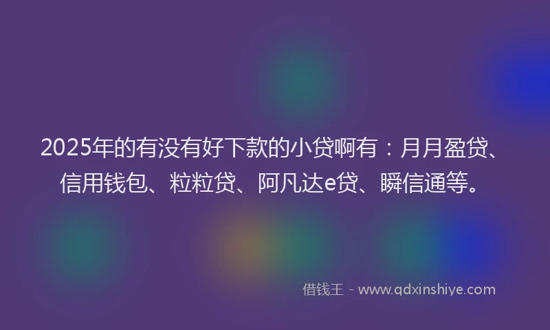 2025年的有没有好下款的小贷啊有：月月盈贷、信用钱包、粒粒贷、阿凡达e贷、瞬信通等。