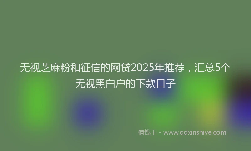 无视芝麻粉和征信的网贷2025年推荐，汇总5个无视黑白户的下款口子