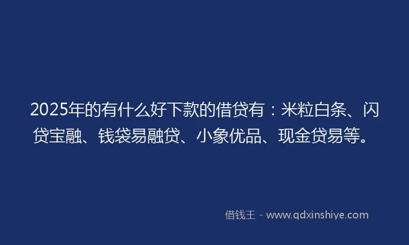 2025年的有什么好下款的借贷有：米粒白条、闪贷宝融、钱袋易融贷、小象优品、现金贷易等。