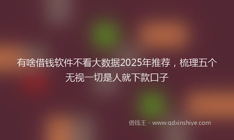 有啥借钱软件不看大数据2025年推荐，梳理五个无视一切是人就下款口子