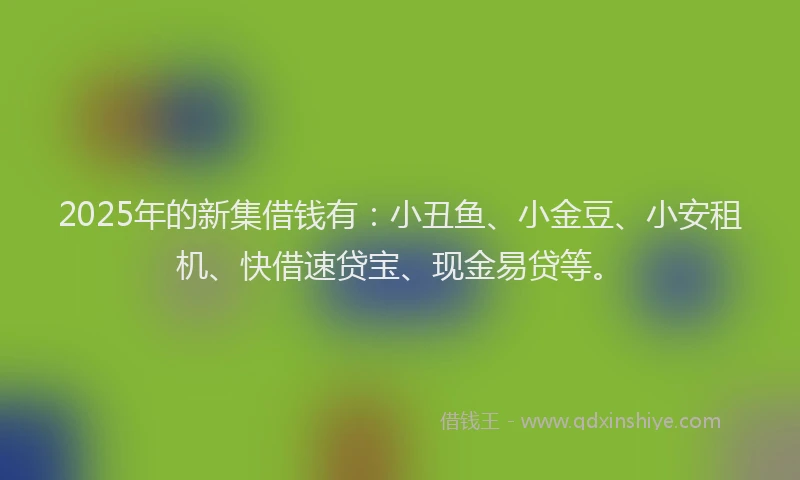 2025年的新集借钱有：小丑鱼、小金豆、小安租机、快借速贷宝、现金易贷等。