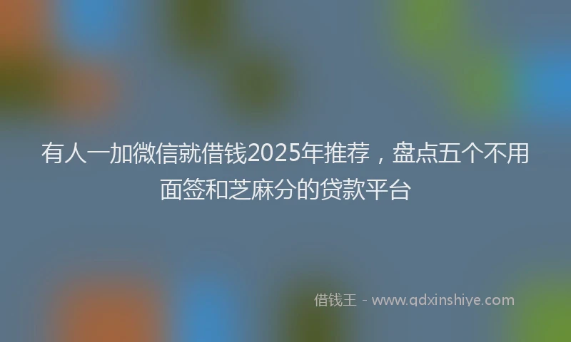 有人一加微信就借钱2025年推荐，盘点五个不用面签和芝麻分的贷款平台