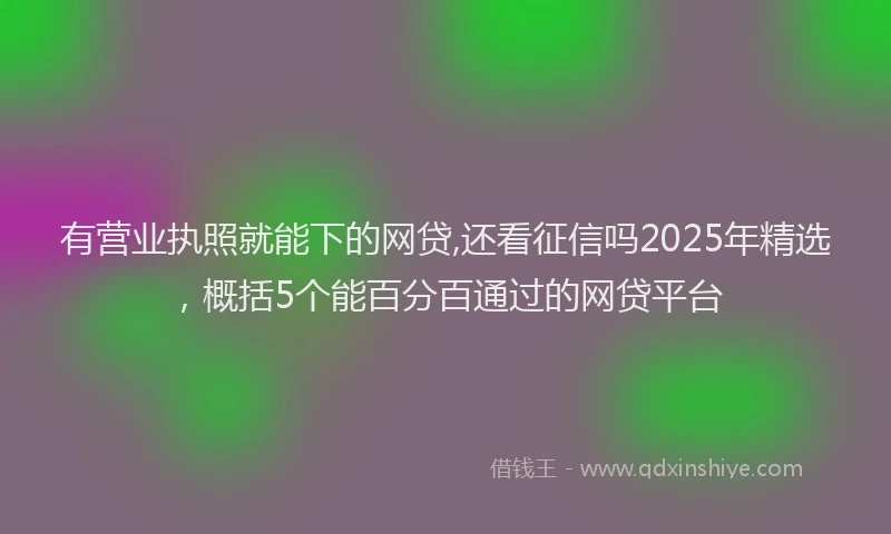 有营业执照就能下的网贷,还看征信吗2025年精选，概括5个能百分百通过的网贷平台