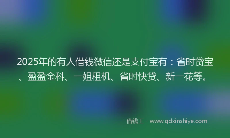 2025年的有人借钱微信还是支付宝有：省时贷宝、盈盈金科、一姐租机、省时快贷、新一花等。
