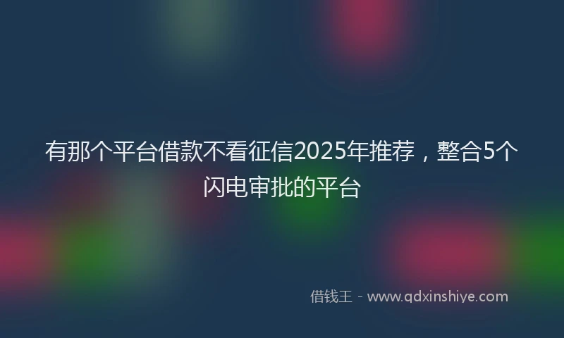 有那个平台借款不看征信2025年推荐，整合5个闪电审批的平台